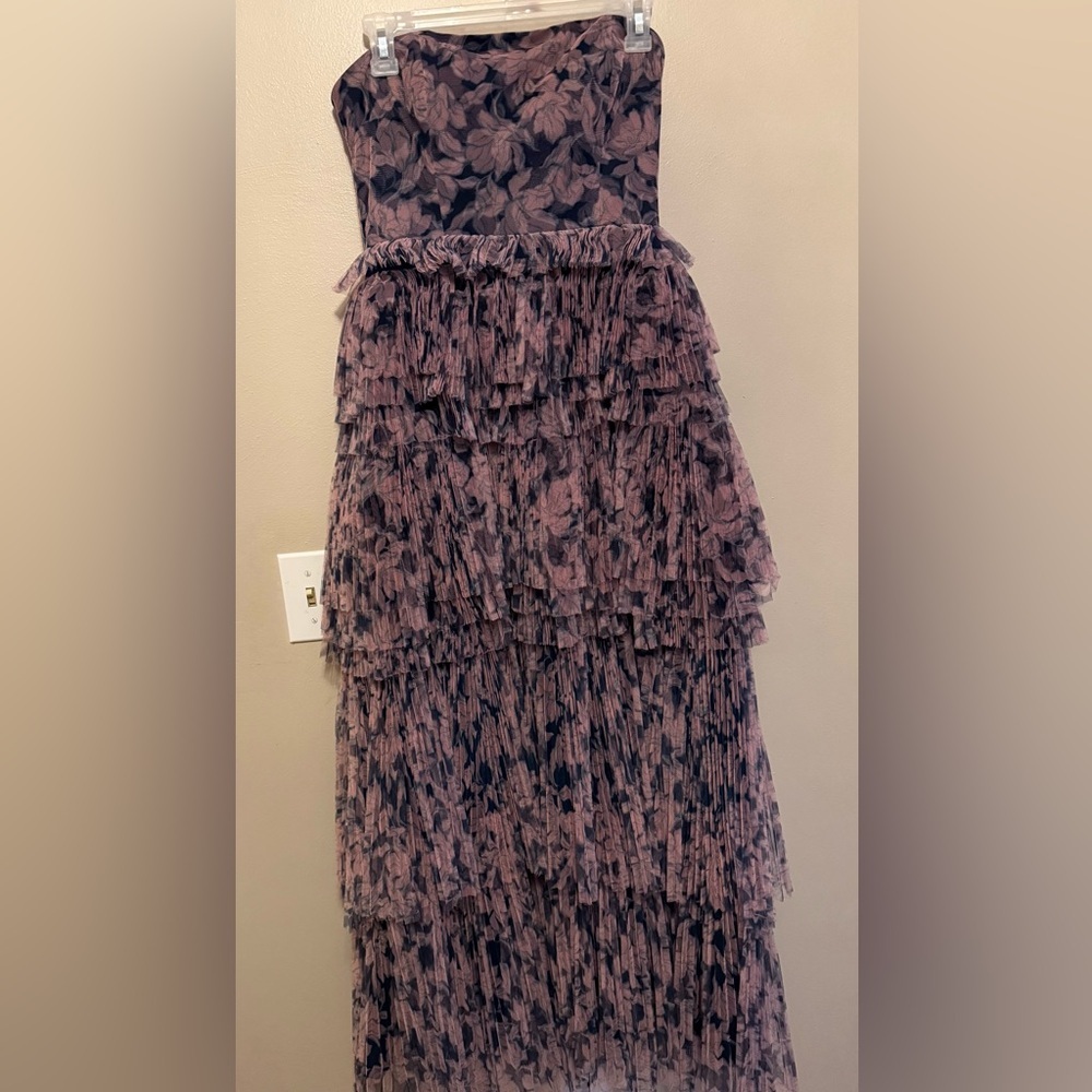 Hutch by Anthropologie Strapless Floral Tiered Dress in Purple - Picture 6 of 9